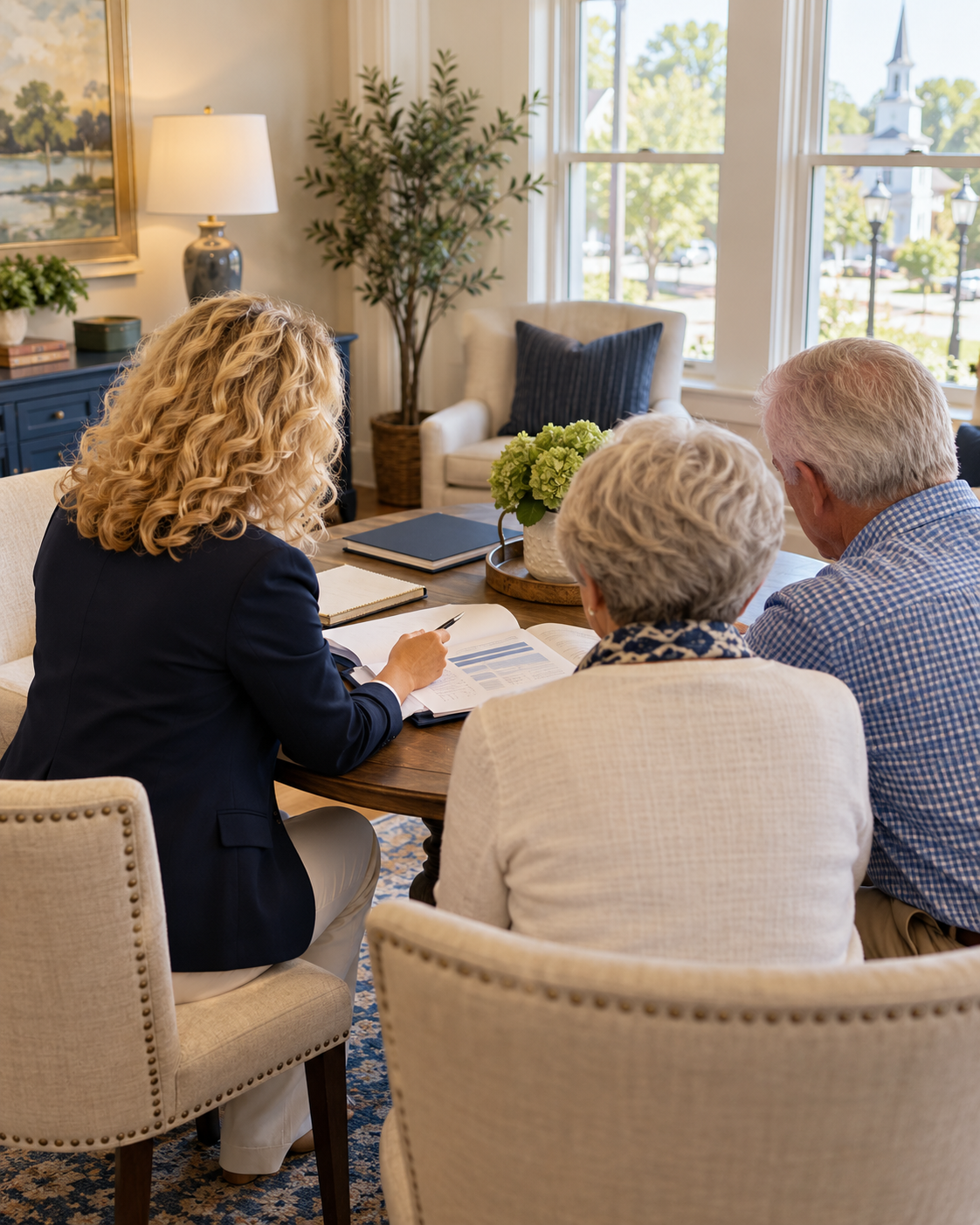 A local insurance consultation around a table
